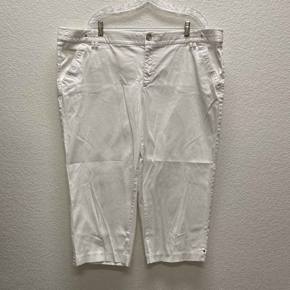 Intro Jonathan Ross Women’s 22W Capri Pants White Stretch Cotton Blend Straight